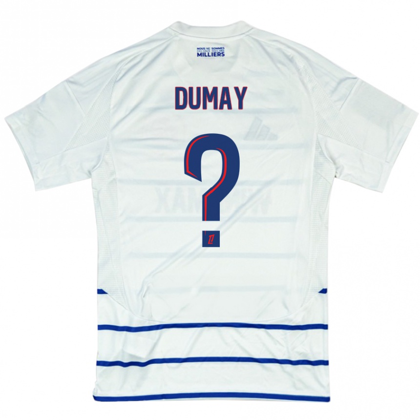 Damen Fußball Yoann Dumay #0 Weiß Blau Auswärtstrikot Trikot 2024/25 T-Shirt Luxemburg