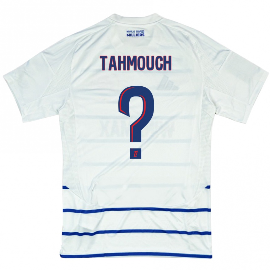 Damen Fußball Mathieu Tahmouch #0 Weiß Blau Auswärtstrikot Trikot 2024/25 T-Shirt Luxemburg