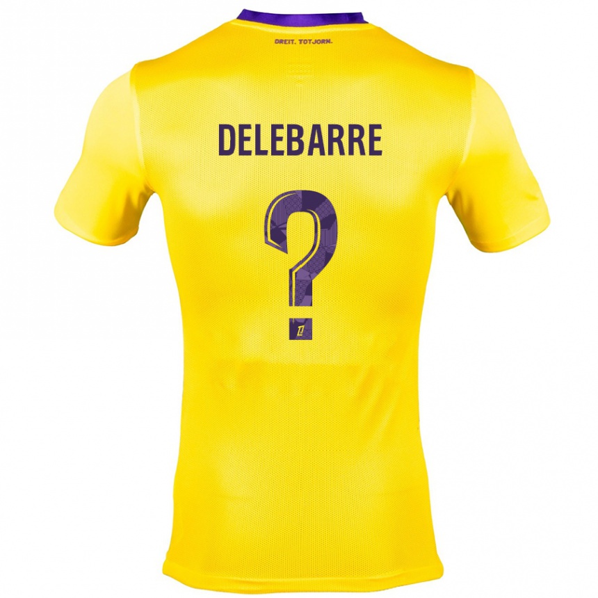 Damen Fußball Mathis Delebarre #0 Gelb Lila Auswärtstrikot Trikot 2024/25 T-Shirt Luxemburg