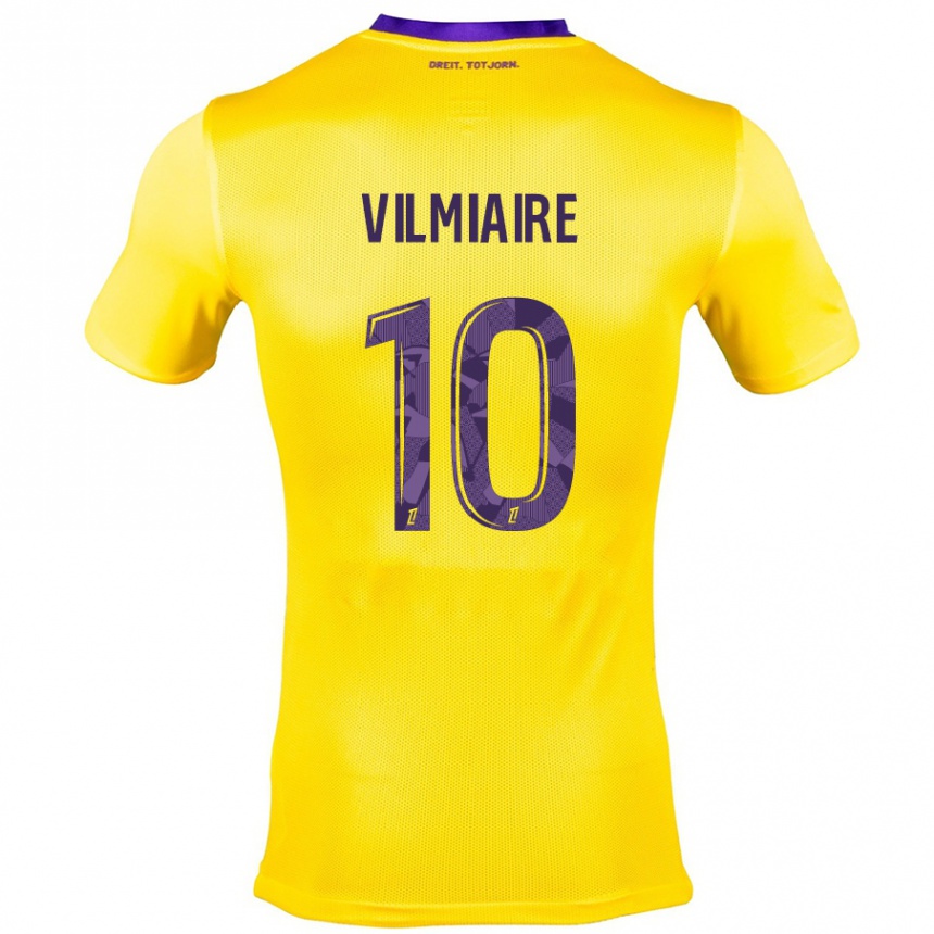 Damen Fußball Kelly Vilmiaire #10 Gelb Lila Auswärtstrikot Trikot 2024/25 T-Shirt Luxemburg