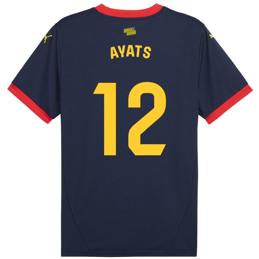 Damen Fußball Mònica Ayats #12 Marinerot Auswärtstrikot Trikot 2024/25 T-Shirt Luxemburg