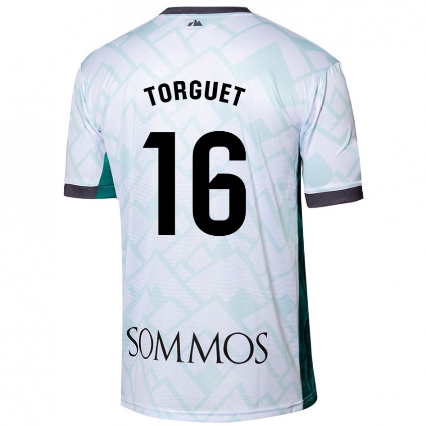 Damen Fußball Miguel Torguet #16 Weiß Grün Auswärtstrikot Trikot 2024/25 T-Shirt Luxemburg