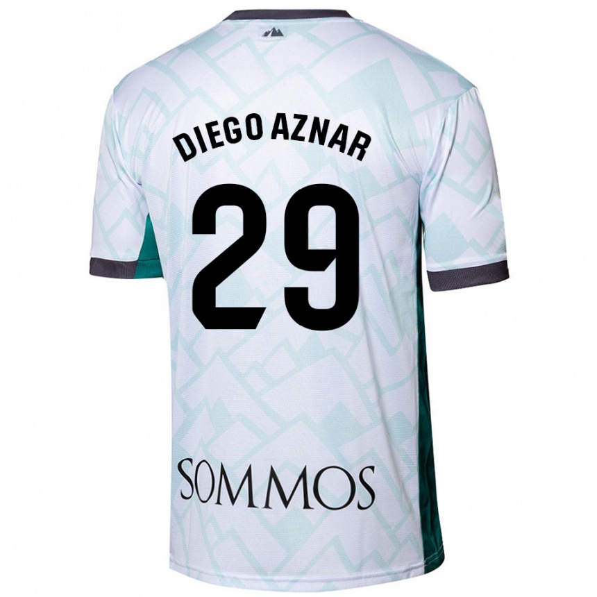 Damen Fußball Diego Aznar #29 Weiß Grün Auswärtstrikot Trikot 2024/25 T-Shirt Luxemburg