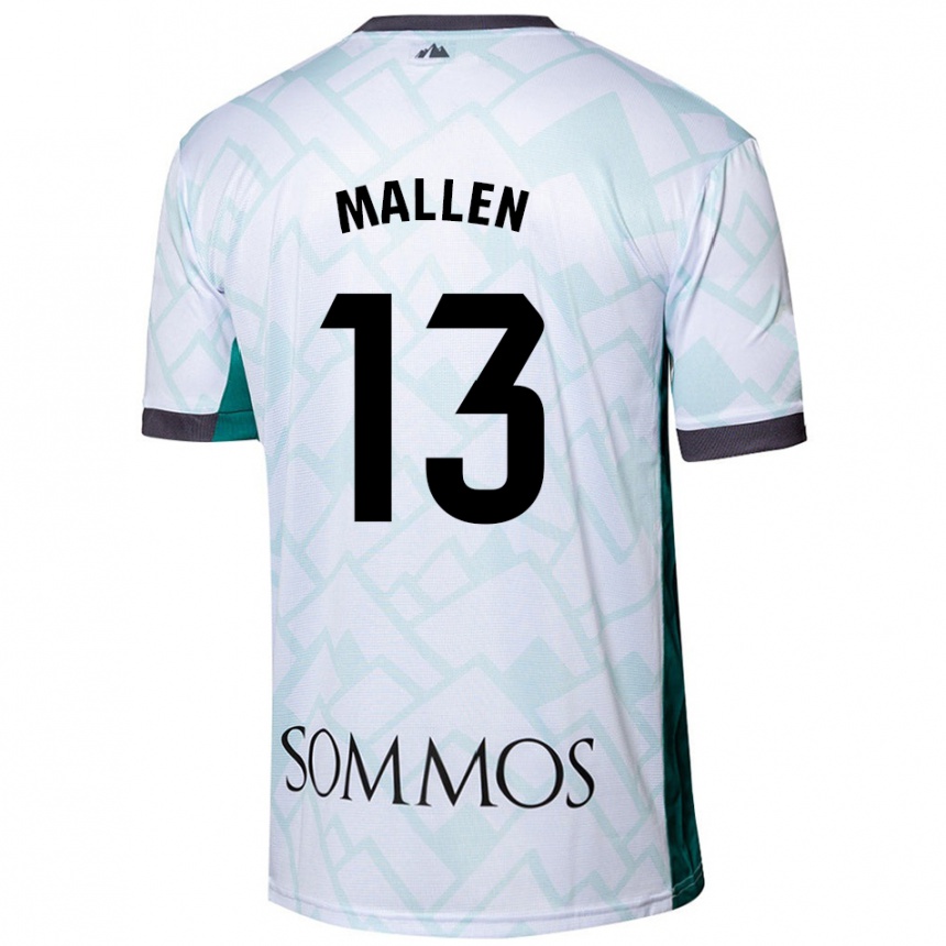 Damen Fußball Lucía Mallén #13 Weiß Grün Auswärtstrikot Trikot 2024/25 T-Shirt Luxemburg