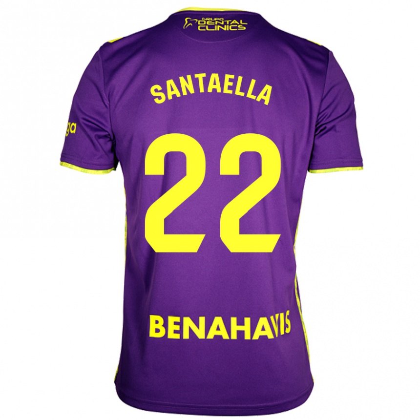 Damen Fußball Miguel Ángel Santaella #22 Lila Gelb Auswärtstrikot Trikot 2024/25 T-Shirt Luxemburg