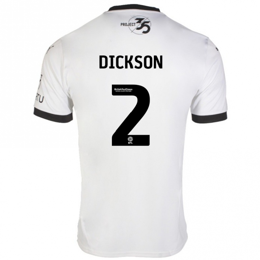 Damen Fußball Katie Dickson #2 Weiß Schwarz Auswärtstrikot Trikot 2024/25 T-Shirt Luxemburg