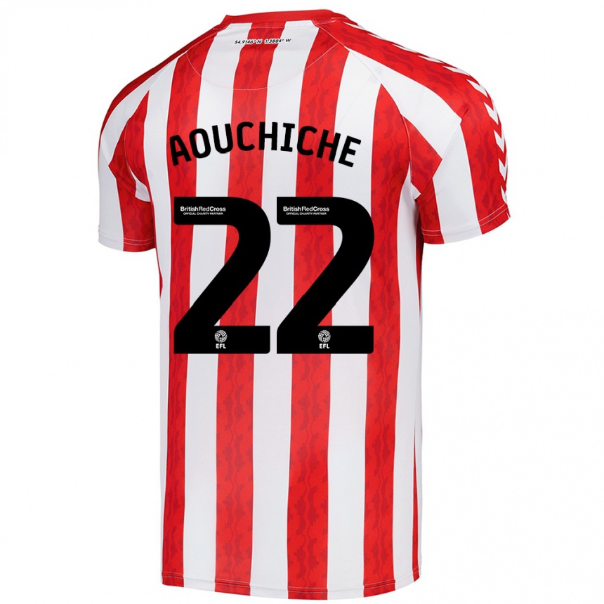 Kinder Fußball Adil Aouchiche #22 Rot Weiß Heimtrikot Trikot 2024/25 T-Shirt Luxemburg