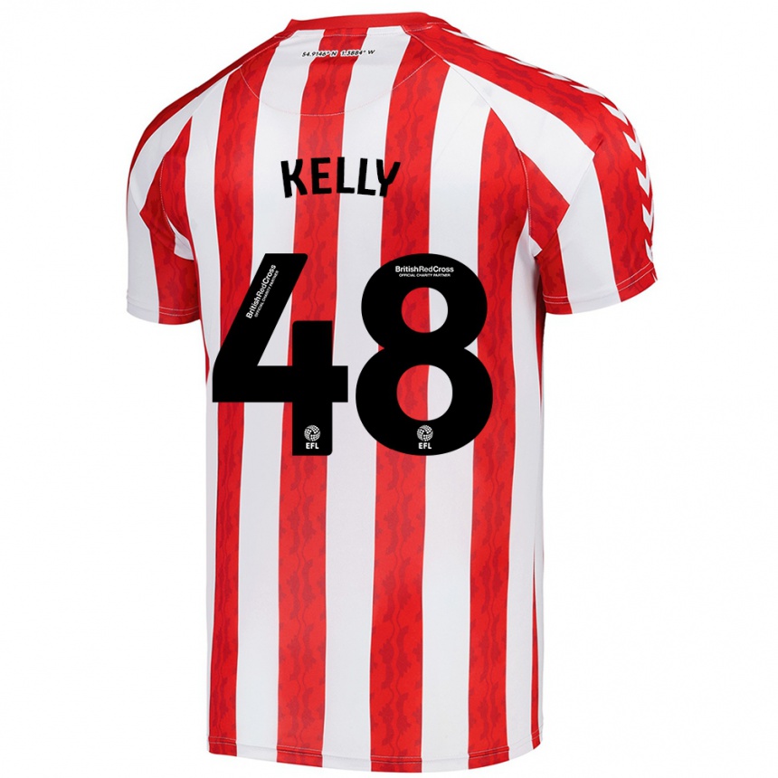 Kinder Fußball Caden Kelly #48 Rot Weiß Heimtrikot Trikot 2024/25 T-Shirt Luxemburg