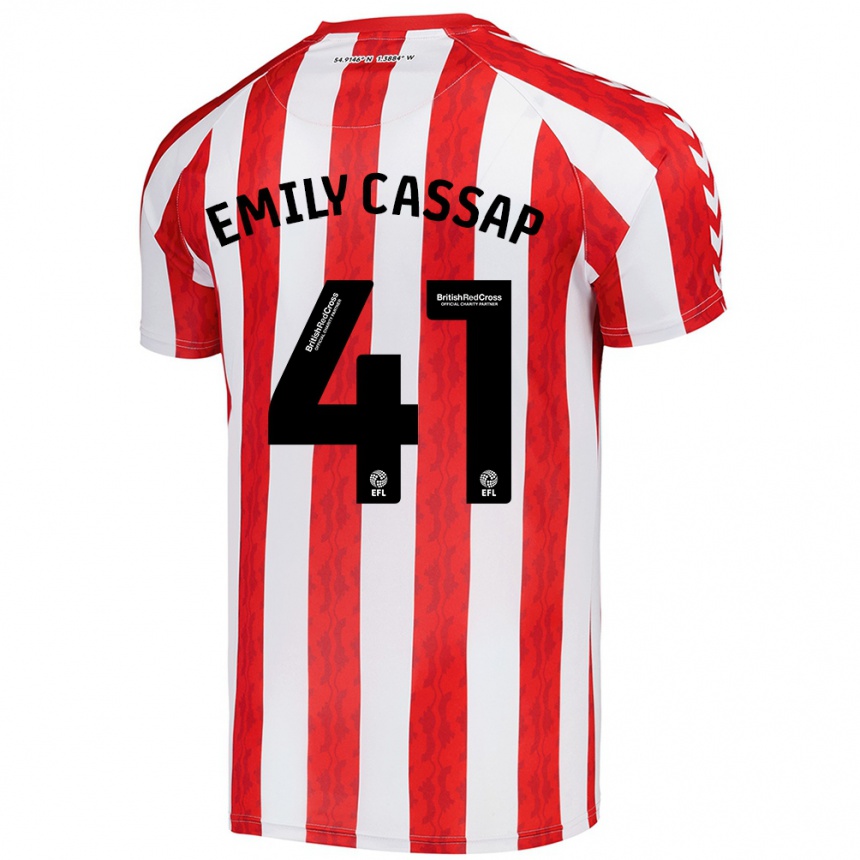 Kinder Fußball Emily Cassap #41 Rot Weiß Heimtrikot Trikot 2024/25 T-Shirt Luxemburg