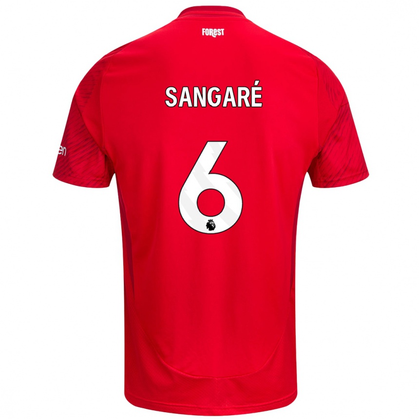 Kinder Fußball Ibrahim Sangaré #6 Rot Weiß Heimtrikot Trikot 2024/25 T-Shirt Luxemburg