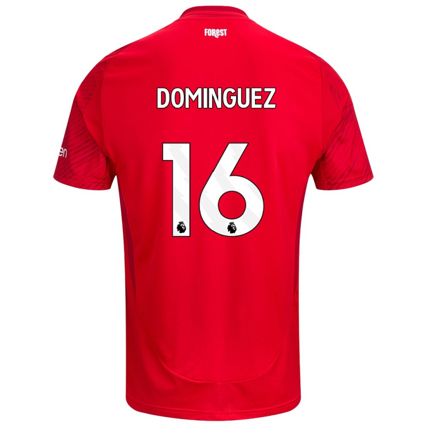 Kinder Fußball Nicolás Domínguez #16 Rot Weiß Heimtrikot Trikot 2024/25 T-Shirt Luxemburg