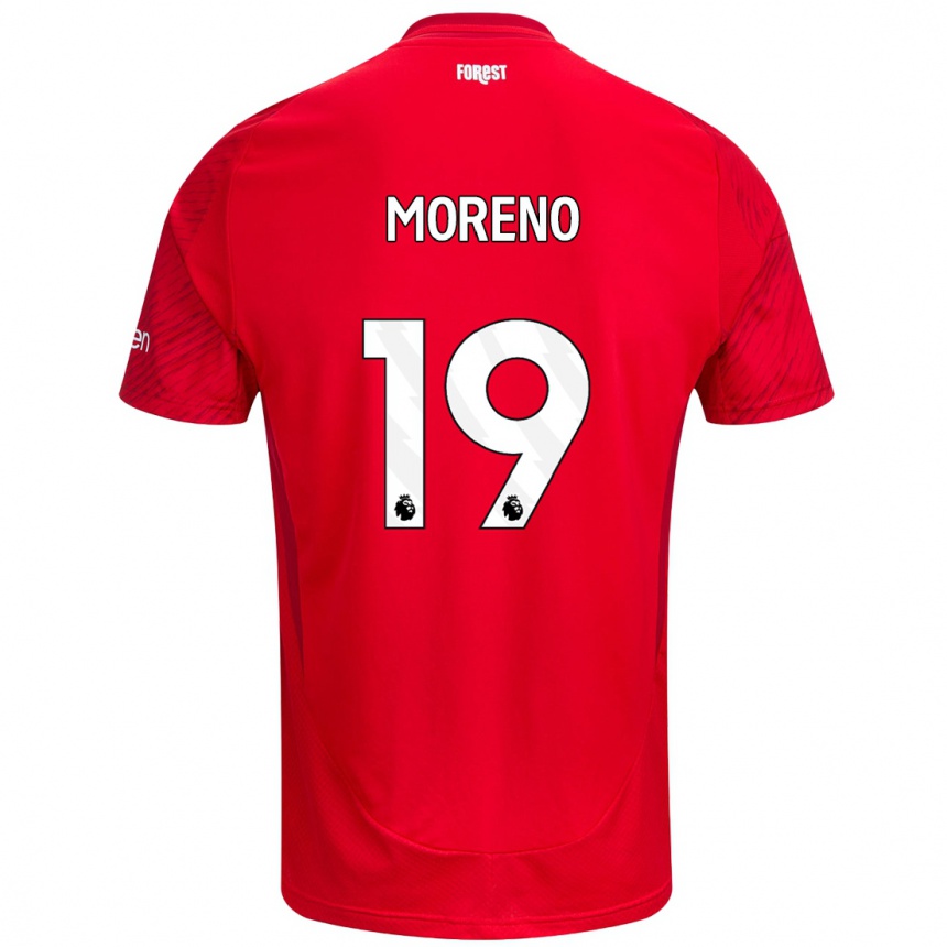 Kinder Fußball Álex Moreno #19 Rot Weiß Heimtrikot Trikot 2024/25 T-Shirt Luxemburg