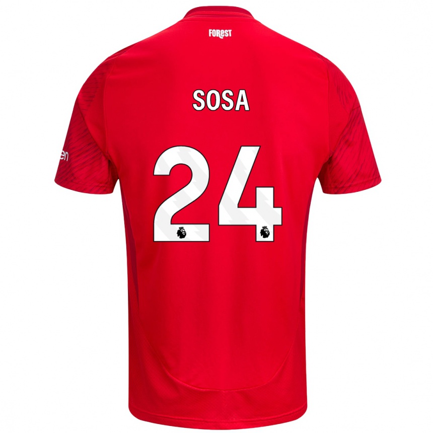 Kinder Fußball Ramón Sosa #24 Rot Weiß Heimtrikot Trikot 2024/25 T-Shirt Luxemburg