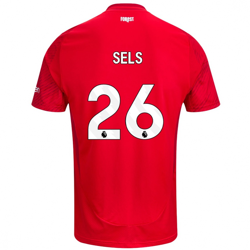 Kinder Fußball Matz Sels #26 Rot Weiß Heimtrikot Trikot 2024/25 T-Shirt Luxemburg