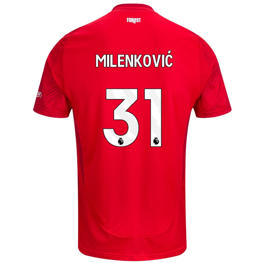 Kinder Fußball Nikola Milenković #31 Rot Weiß Heimtrikot Trikot 2024/25 T-Shirt Luxemburg