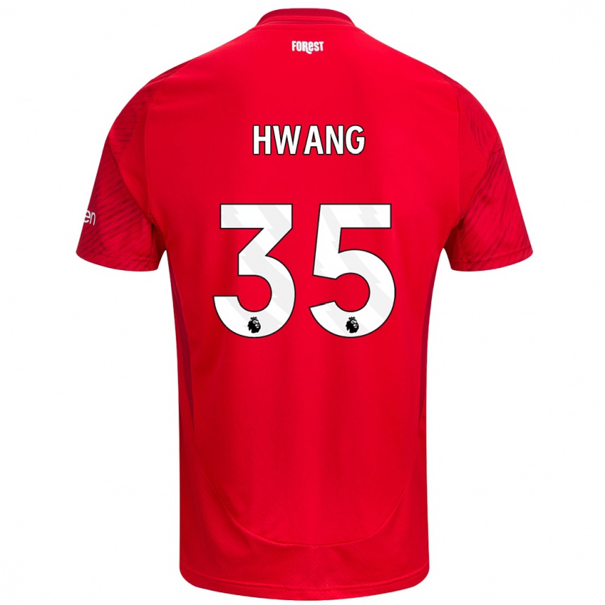 Kinder Fußball Ui-Jo Hwang #35 Rot Weiß Heimtrikot Trikot 2024/25 T-Shirt Luxemburg