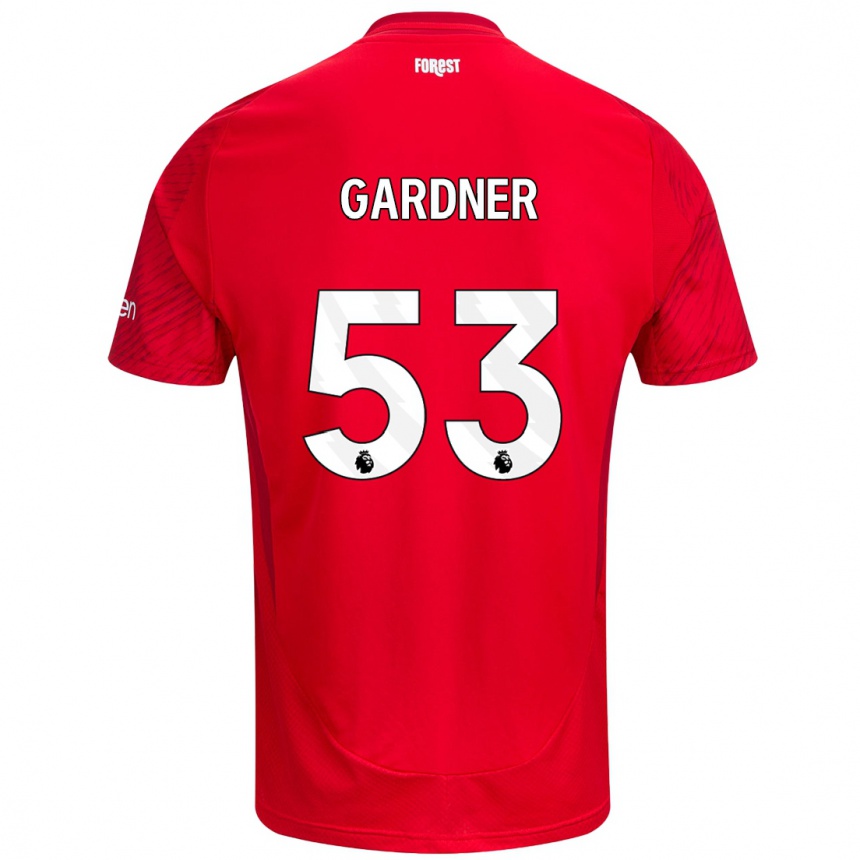 Kinder Fußball Joe Gardner #53 Rot Weiß Heimtrikot Trikot 2024/25 T-Shirt Luxemburg