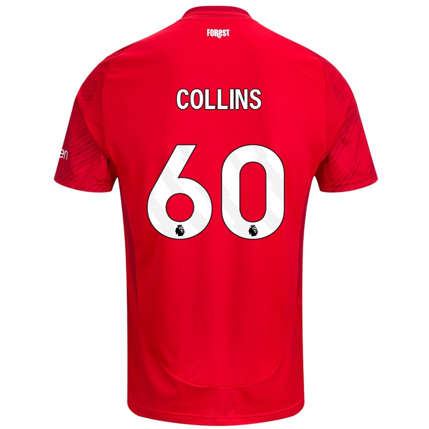 Kinder Fußball Sam Collins #60 Rot Weiß Heimtrikot Trikot 2024/25 T-Shirt Luxemburg