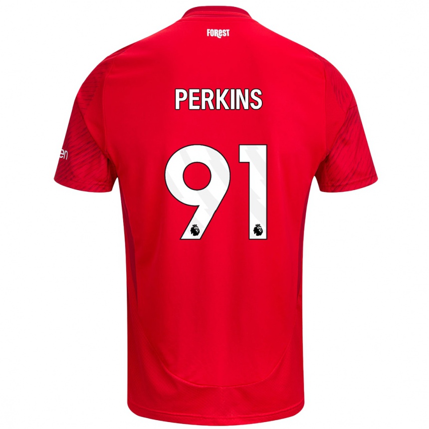 Kinder Fußball Jack Perkins #91 Rot Weiß Heimtrikot Trikot 2024/25 T-Shirt Luxemburg