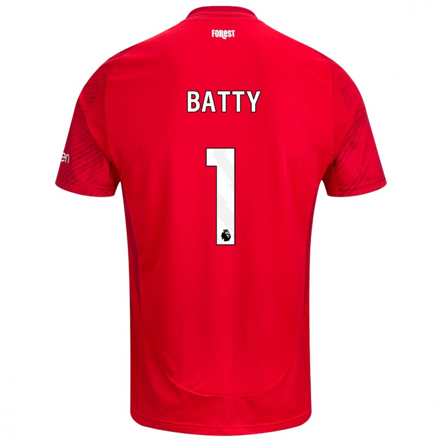 Kinder Fußball Emily Batty #1 Rot Weiß Heimtrikot Trikot 2024/25 T-Shirt Luxemburg