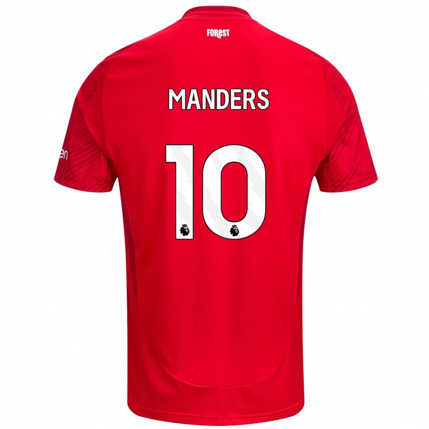 Kinder Fußball Holly Manders #10 Rot Weiß Heimtrikot Trikot 2024/25 T-Shirt Luxemburg