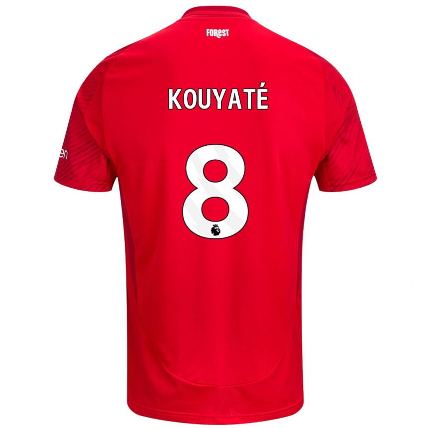 Kinder Fußball Cheikhou Kouyaté #8 Rot Weiß Heimtrikot Trikot 2024/25 T-Shirt Luxemburg