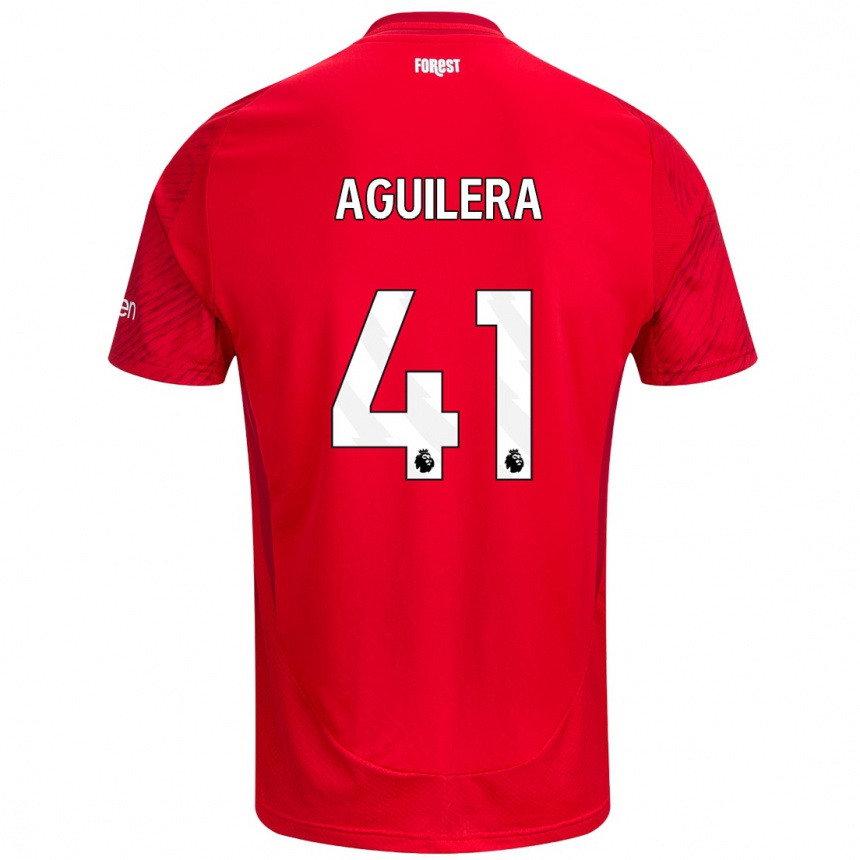 Kinder Fußball Brandon Aguilera #41 Rot Weiß Heimtrikot Trikot 2024/25 T-Shirt Luxemburg