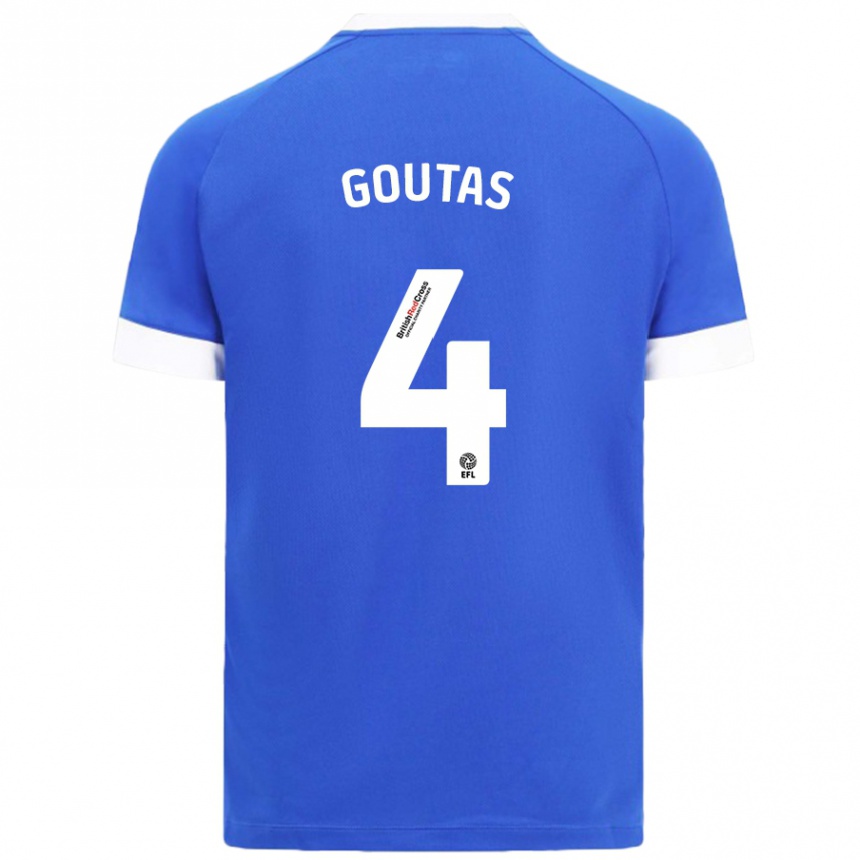 Kinder Fußball Dimitrios Goutas #4 Himmelblau Heimtrikot Trikot 2024/25 T-Shirt Luxemburg