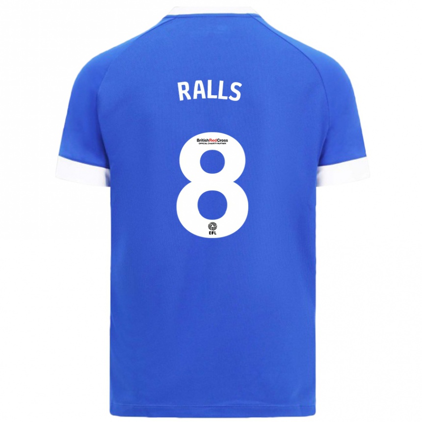 Kinder Fußball Joe Ralls #8 Himmelblau Heimtrikot Trikot 2024/25 T-Shirt Luxemburg