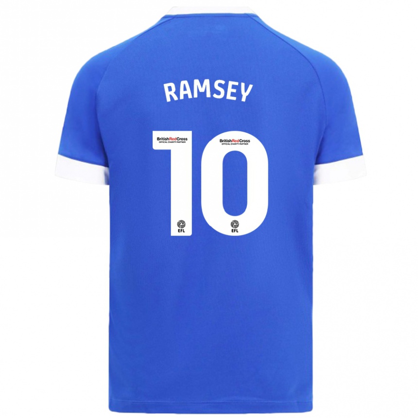 Kinder Fußball Aaron Ramsey #10 Himmelblau Heimtrikot Trikot 2024/25 T-Shirt Luxemburg