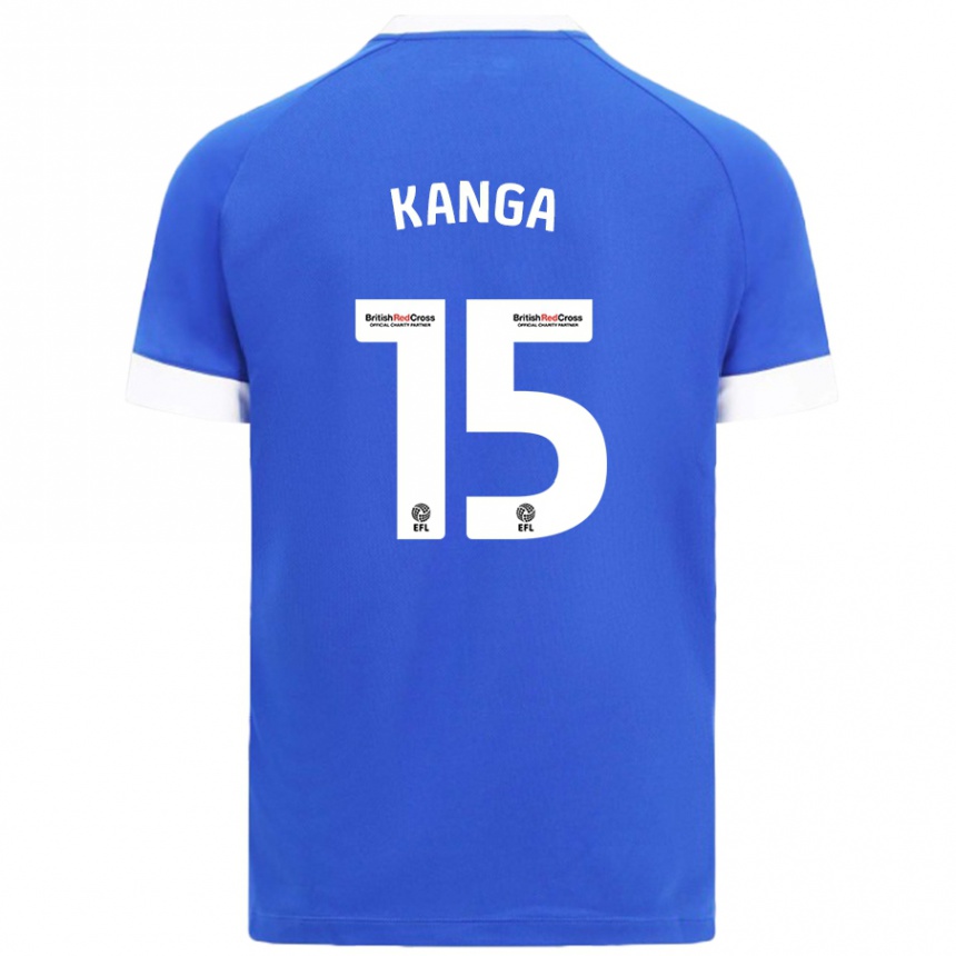 Kinder Fußball Wilfried Kanga #15 Himmelblau Heimtrikot Trikot 2024/25 T-Shirt Luxemburg