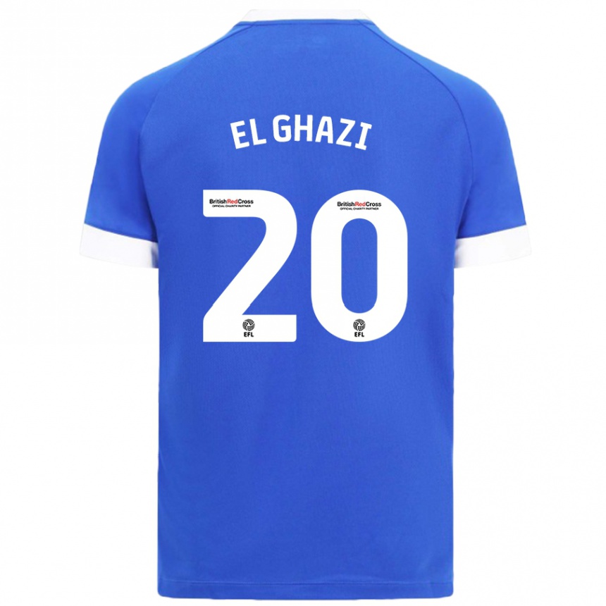 Kinder Fußball Anwar El Ghazi #20 Himmelblau Heimtrikot Trikot 2024/25 T-Shirt Luxemburg