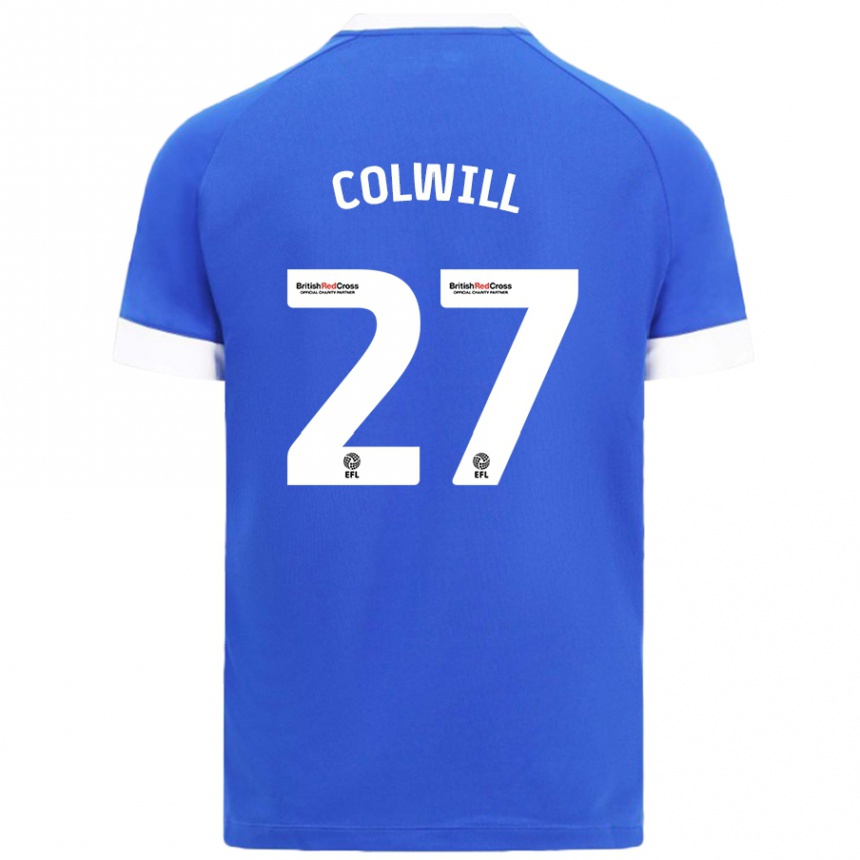 Kinder Fußball Rubin Colwill #27 Himmelblau Heimtrikot Trikot 2024/25 T-Shirt Luxemburg