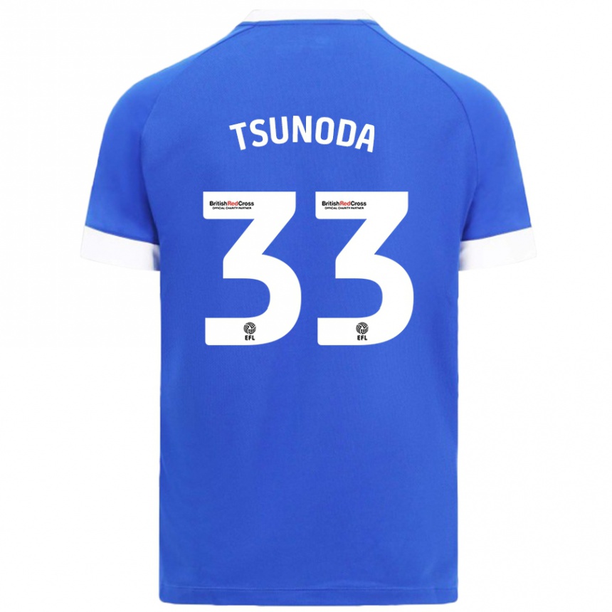 Kinder Fußball Ryotaro Tsunoda #33 Himmelblau Heimtrikot Trikot 2024/25 T-Shirt Luxemburg