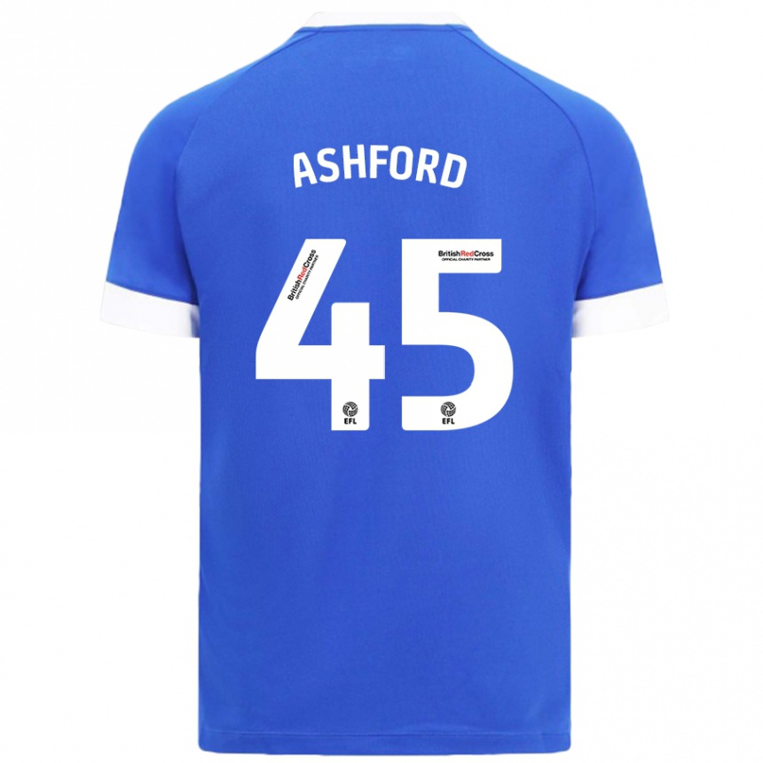 Kinder Fußball Cian Ashford #45 Himmelblau Heimtrikot Trikot 2024/25 T-Shirt Luxemburg