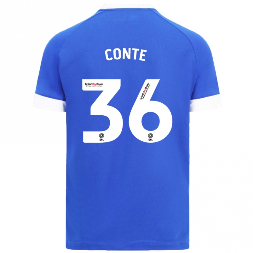 Kinder Fußball Raheem Conte #36 Himmelblau Heimtrikot Trikot 2024/25 T-Shirt Luxemburg