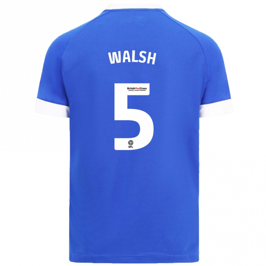 Kinder Fußball Siobhan Walsh #5 Himmelblau Heimtrikot Trikot 2024/25 T-Shirt Luxemburg