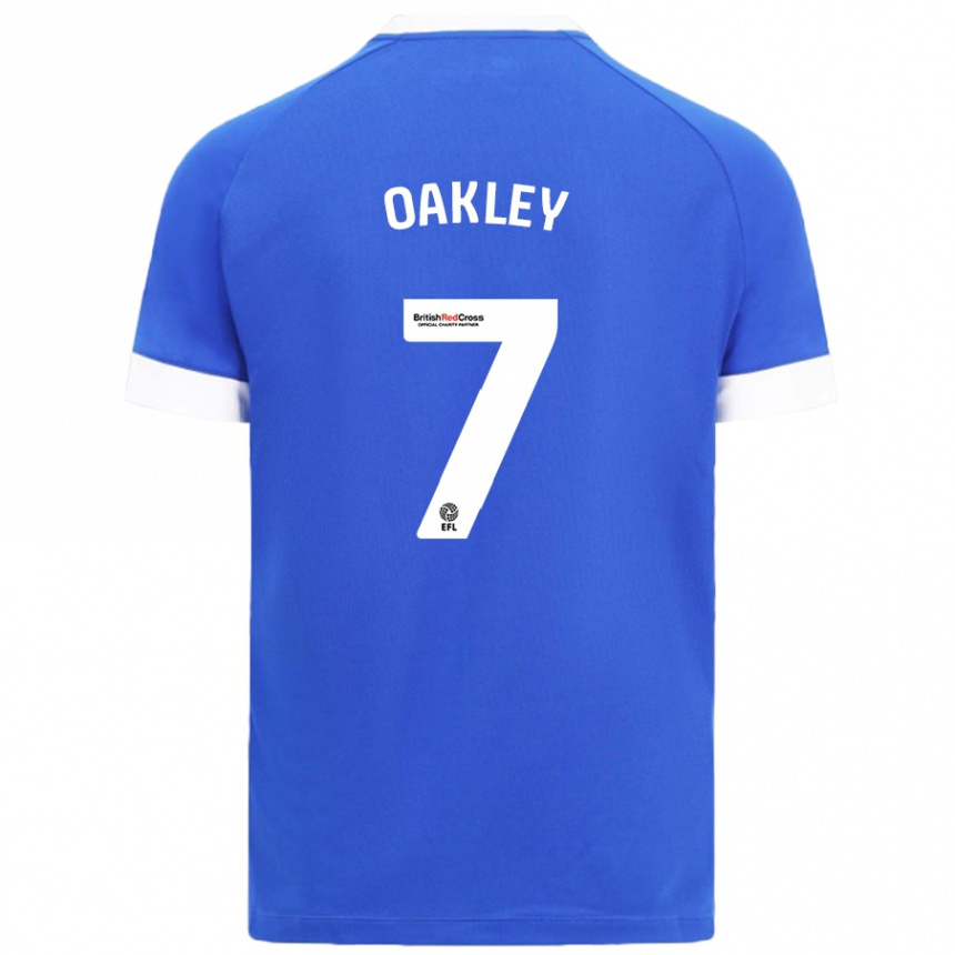 Kinder Fußball Rhianne Oakley #7 Himmelblau Heimtrikot Trikot 2024/25 T-Shirt Luxemburg