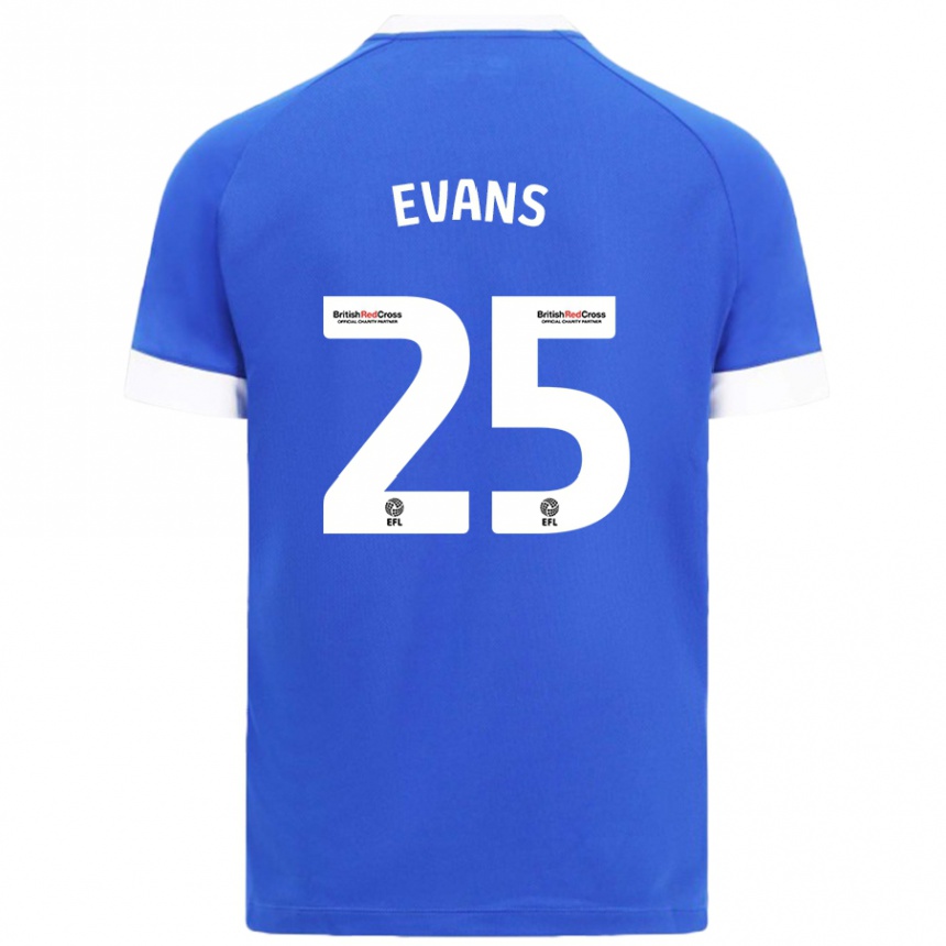 Kinder Fußball Kieron Evans #25 Himmelblau Heimtrikot Trikot 2024/25 T-Shirt Luxemburg