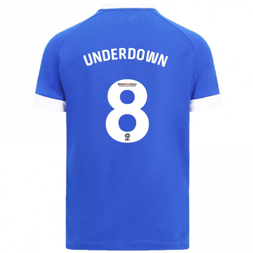 Kinder Fußball Kanisha Underdown #8 Himmelblau Heimtrikot Trikot 2024/25 T-Shirt Luxemburg