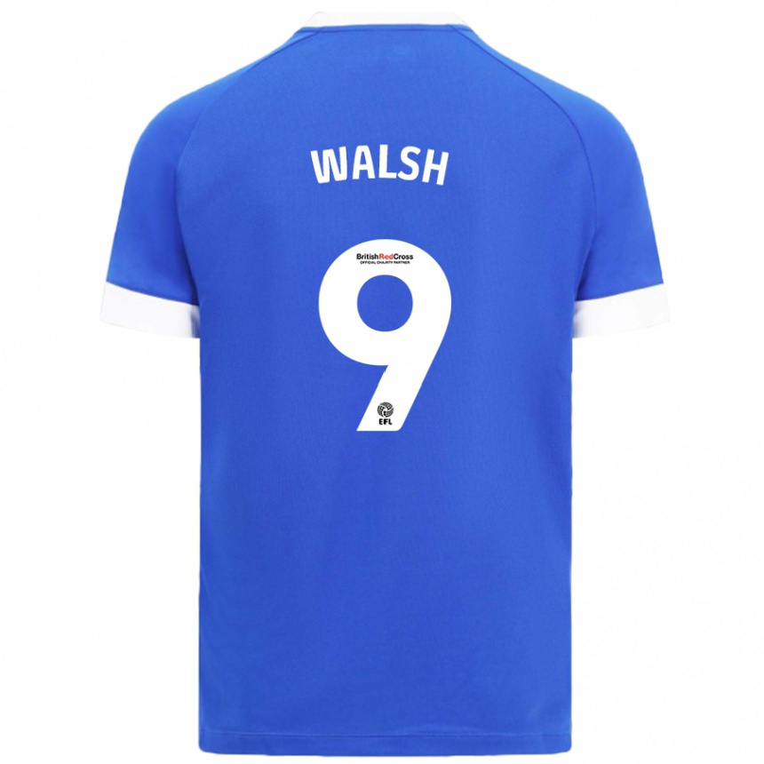 Kinder Fußball Catherine Walsh #9 Himmelblau Heimtrikot Trikot 2024/25 T-Shirt Luxemburg