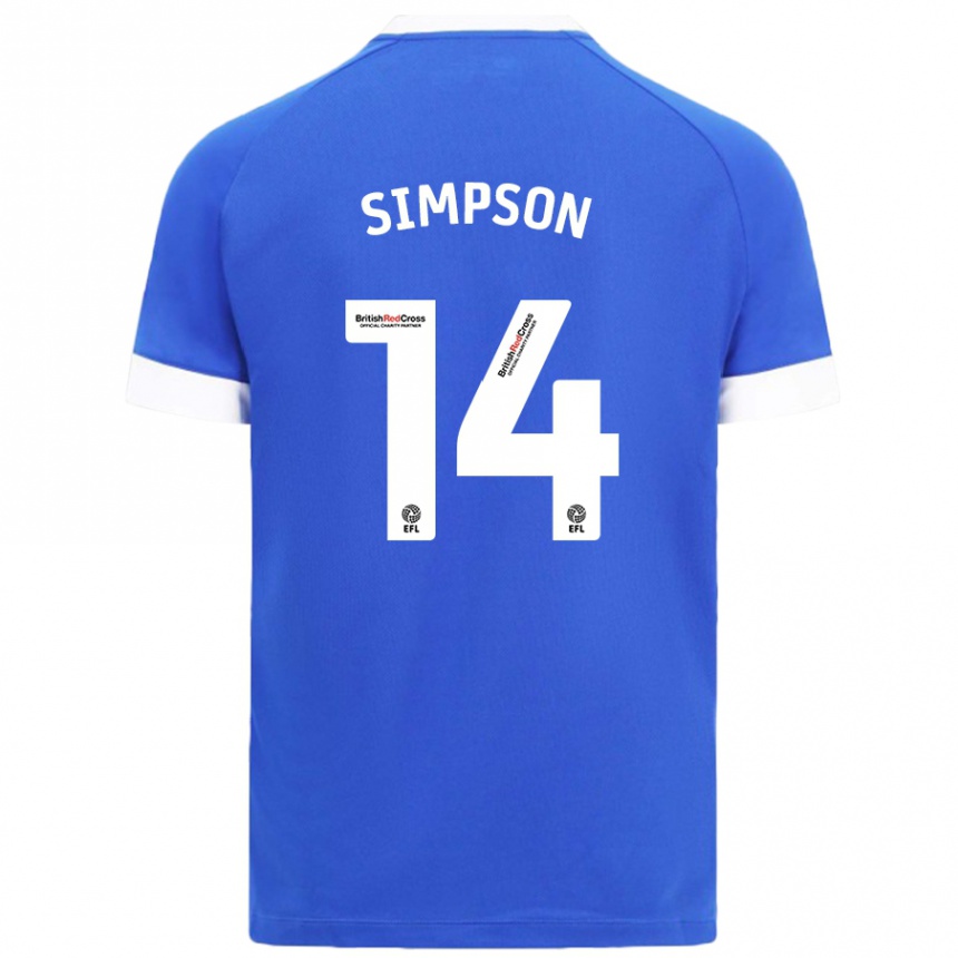 Kinder Fußball Jasmine Simpson #14 Himmelblau Heimtrikot Trikot 2024/25 T-Shirt Luxemburg