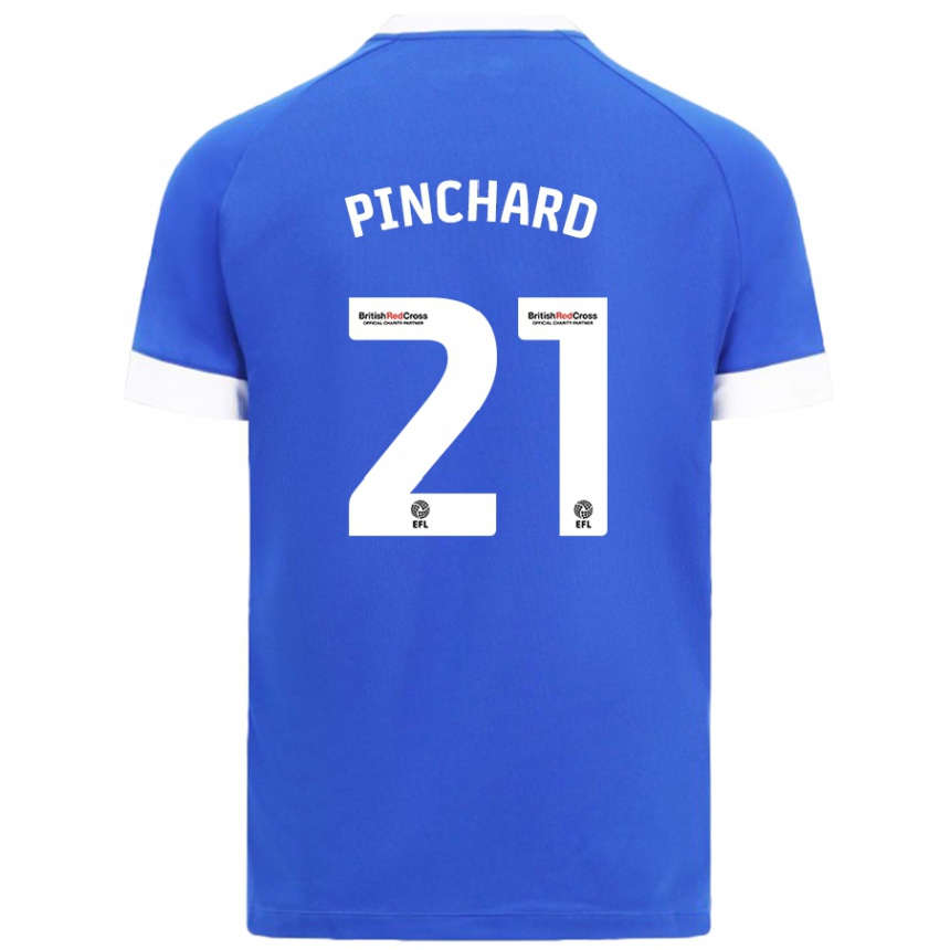 Kinder Fußball Cerys Pinchard #21 Himmelblau Heimtrikot Trikot 2024/25 T-Shirt Luxemburg