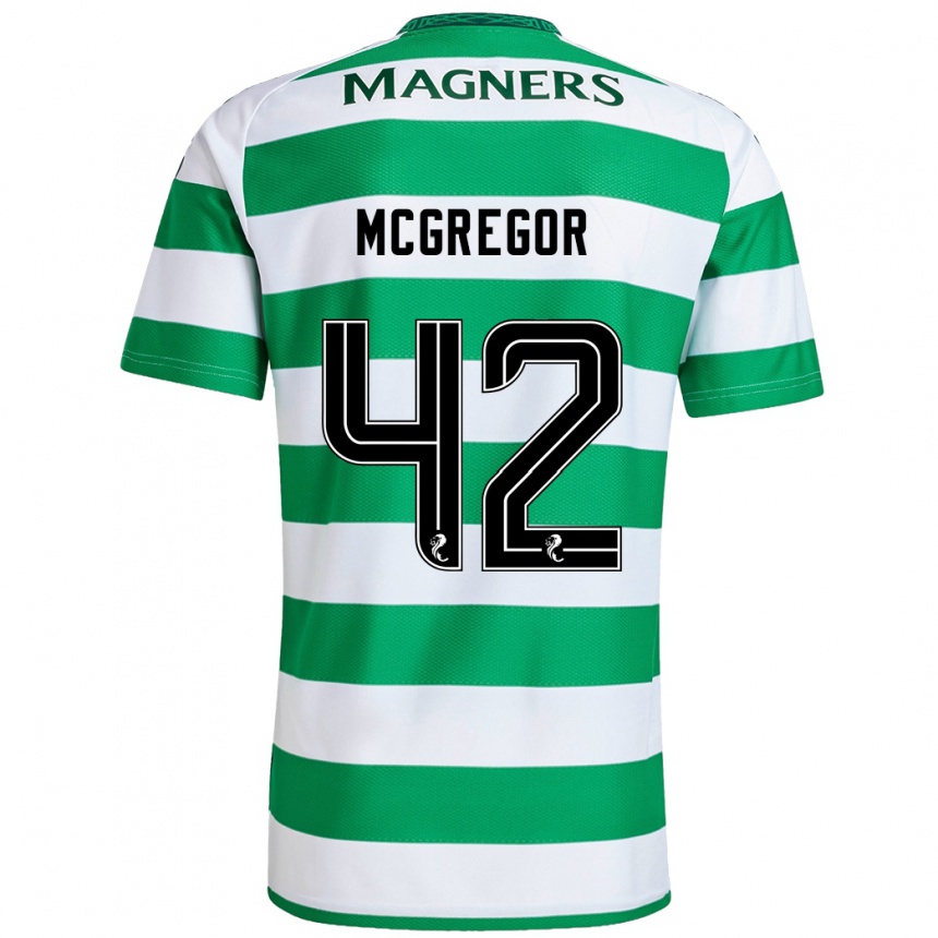 Kinder Fußball Callum Mcgregor #42 Grün Weiß Heimtrikot Trikot 2024/25 T-Shirt Luxemburg