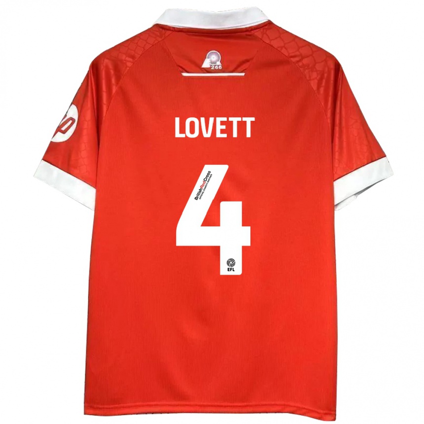 Kinder Fußball Erin Lovett #4 Rot Weiß Heimtrikot Trikot 2024/25 T-Shirt Luxemburg