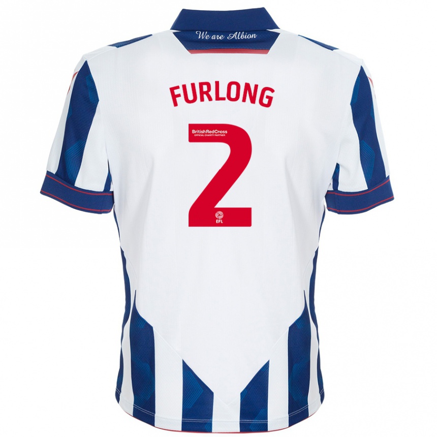 Kinder Fußball Darnell Furlong #2 Weiß Dunkelblau Heimtrikot Trikot 2024/25 T-Shirt Luxemburg