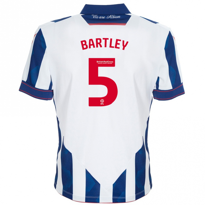 Kinder Fußball Kyle Bartley #5 Weiß Dunkelblau Heimtrikot Trikot 2024/25 T-Shirt Luxemburg