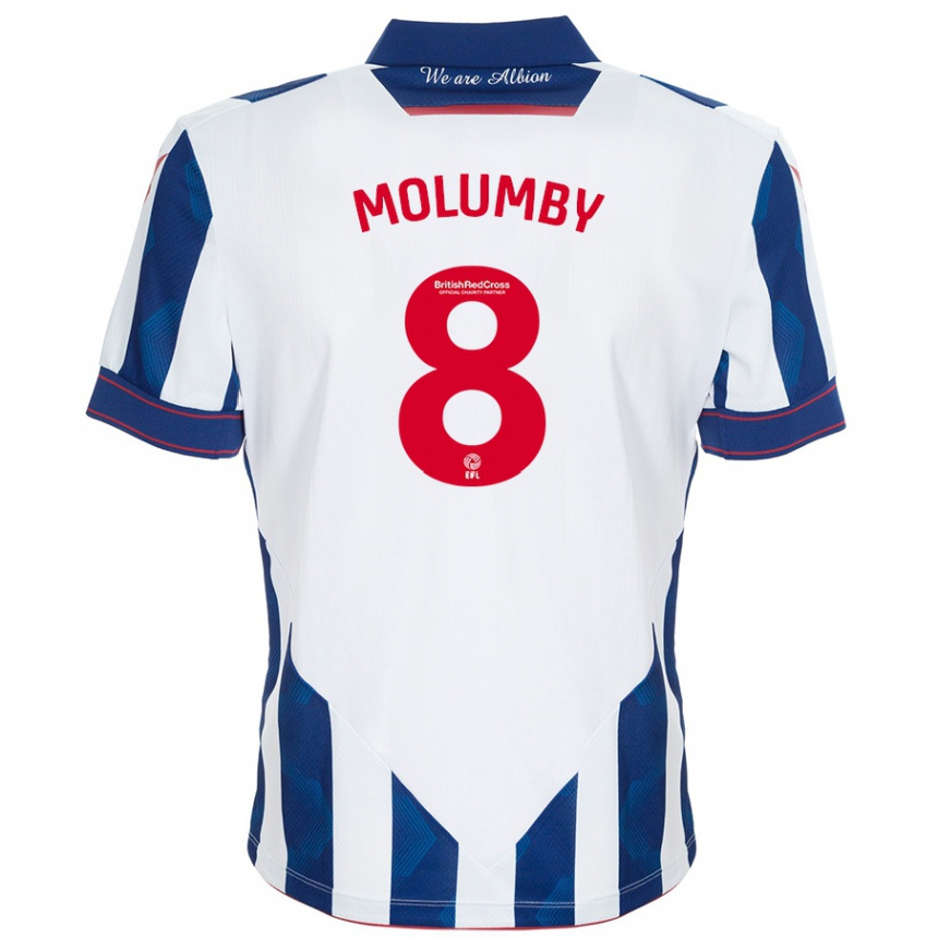 Kinder Fußball Jayson Molumby #8 Weiß Dunkelblau Heimtrikot Trikot 2024/25 T-Shirt Luxemburg