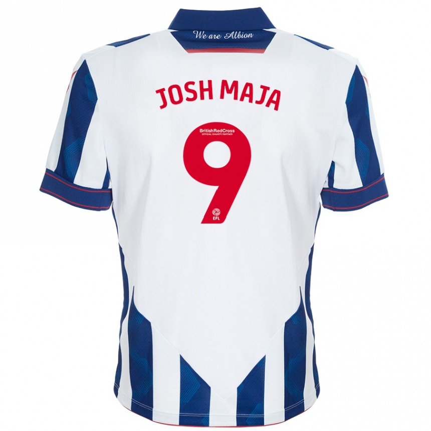 Kinder Fußball Josh Maja #9 Weiß Dunkelblau Heimtrikot Trikot 2024/25 T-Shirt Luxemburg