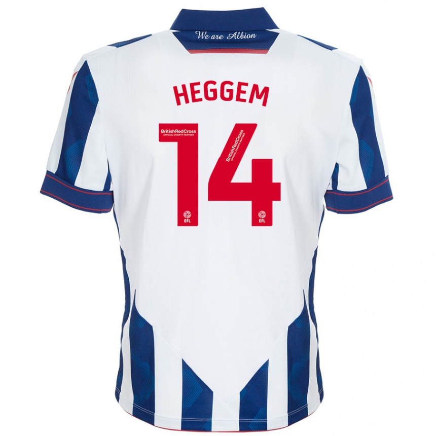 Kinder Fußball Torbjørn Heggem #14 Weiß Dunkelblau Heimtrikot Trikot 2024/25 T-Shirt Luxemburg